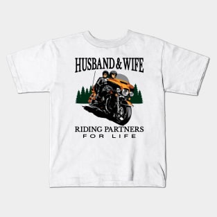 Husband & wife riding partners for life, Biker Kids T-Shirt